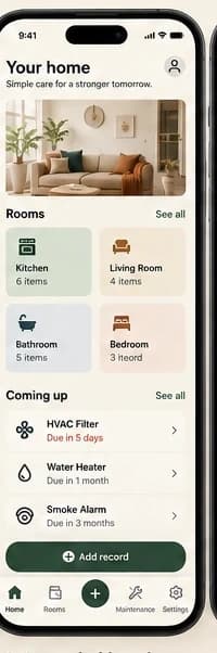 The HomeBrain app's home dashboard screen